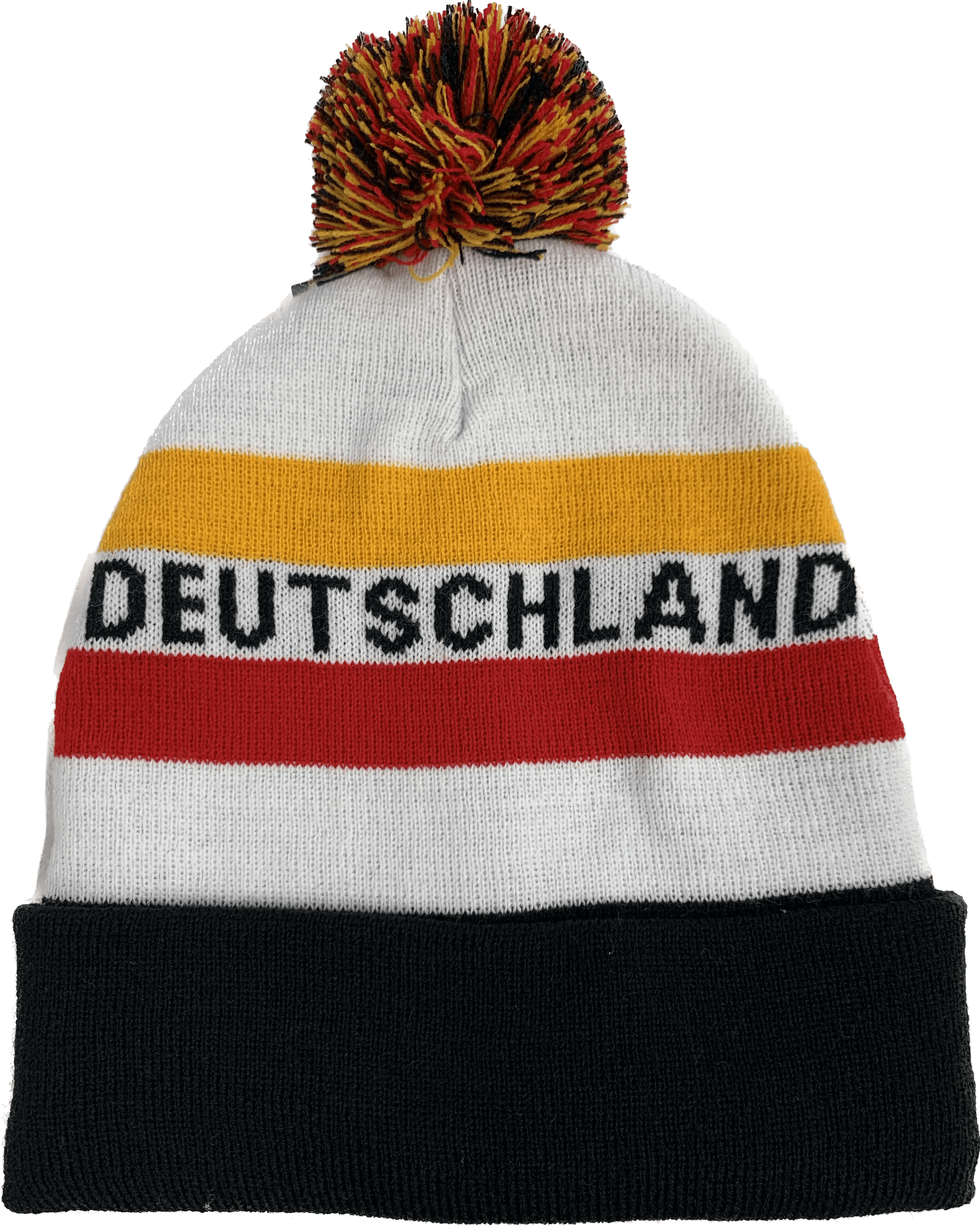 Pudelmütze Deutschland, weiß, Bommel bunt
