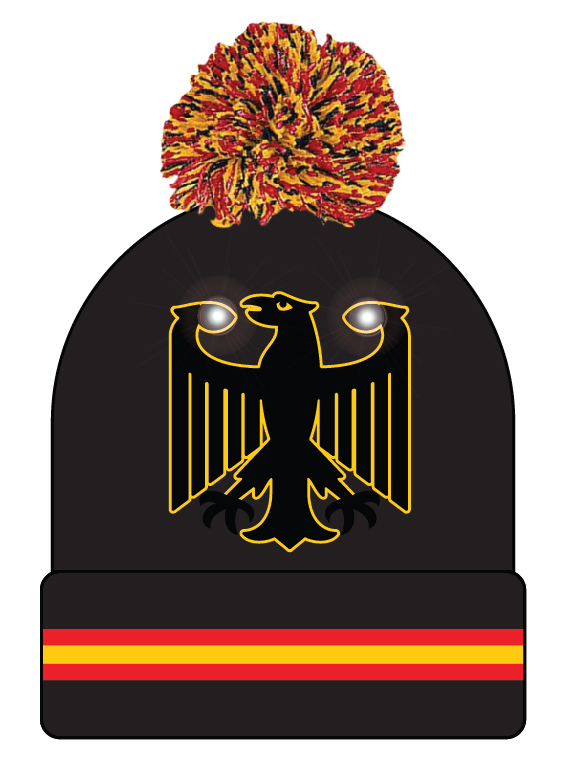 Pudelmütze Deutschland schwarz Adler mit Licht