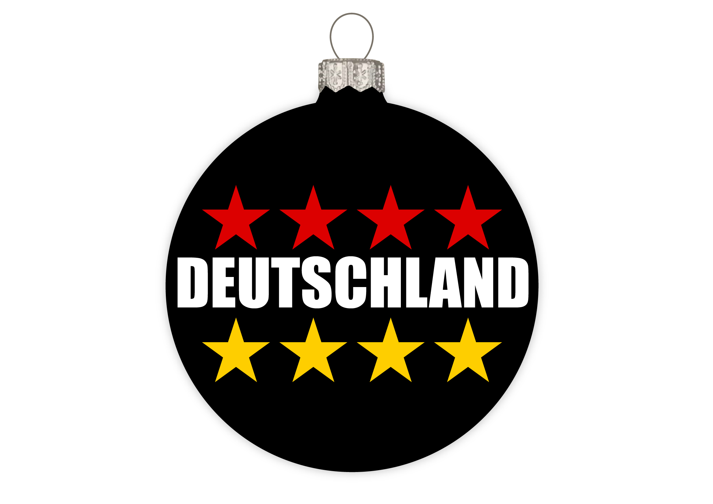 Weihnachtskugel Deutschland weiß, Druck schwarz rot gelb