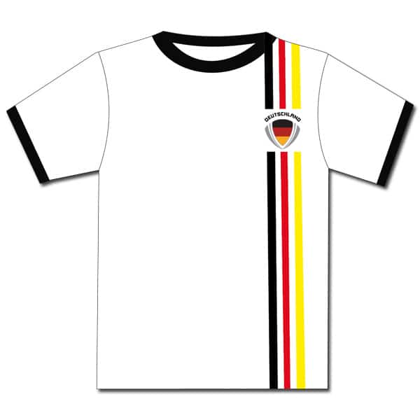 T-Shirt Deutschland weiß mit Stick Streifen