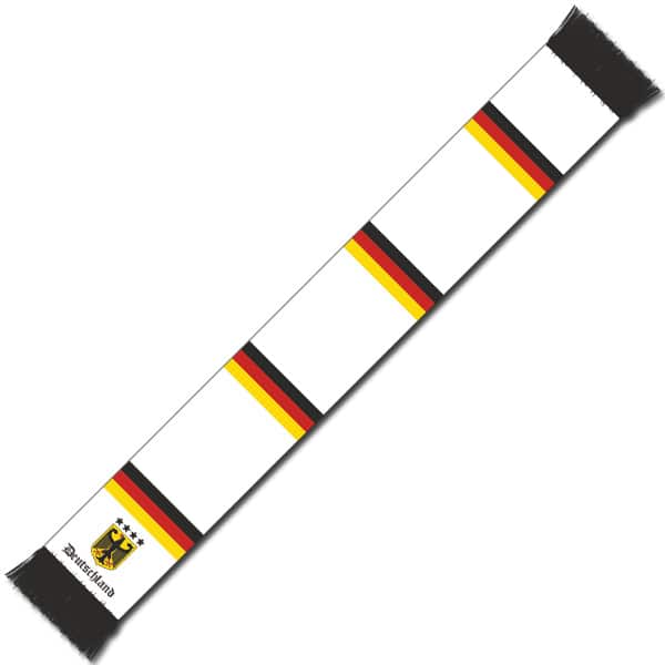 Schal Deutschland weiß mit Stick 4 Sterne