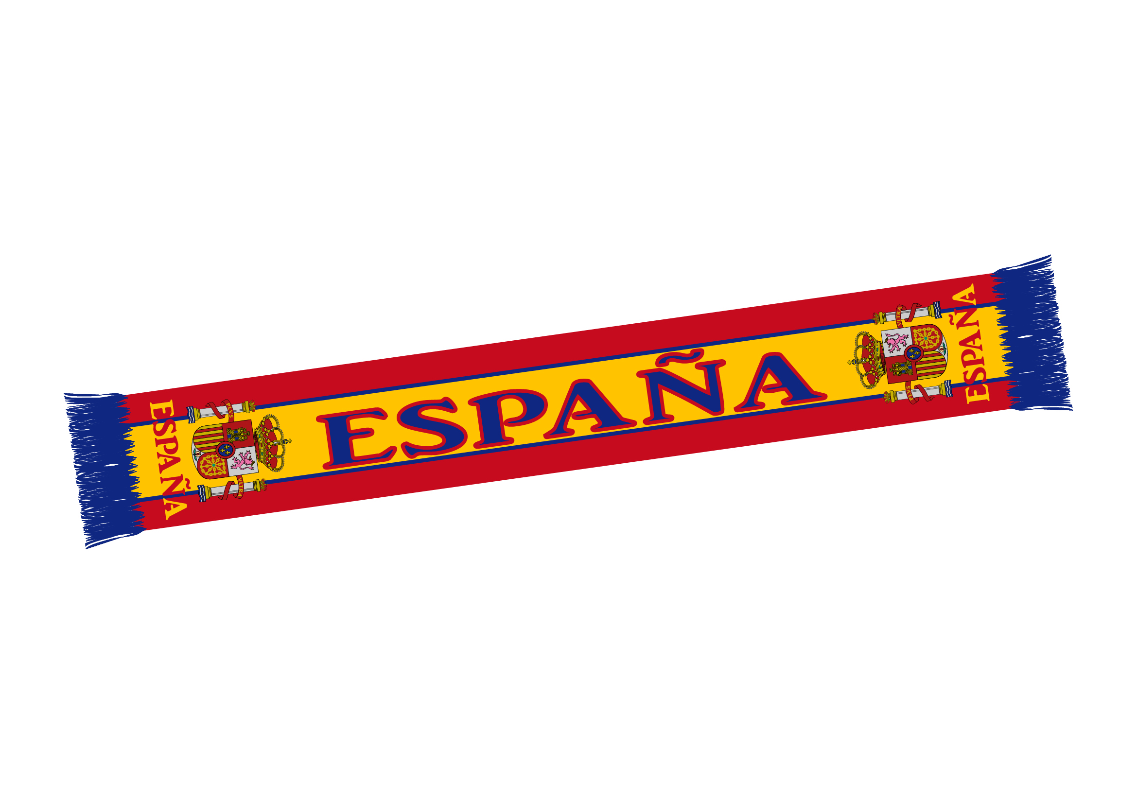 Schal Spanien, 2 Wappen außen, rot-gelb-rot