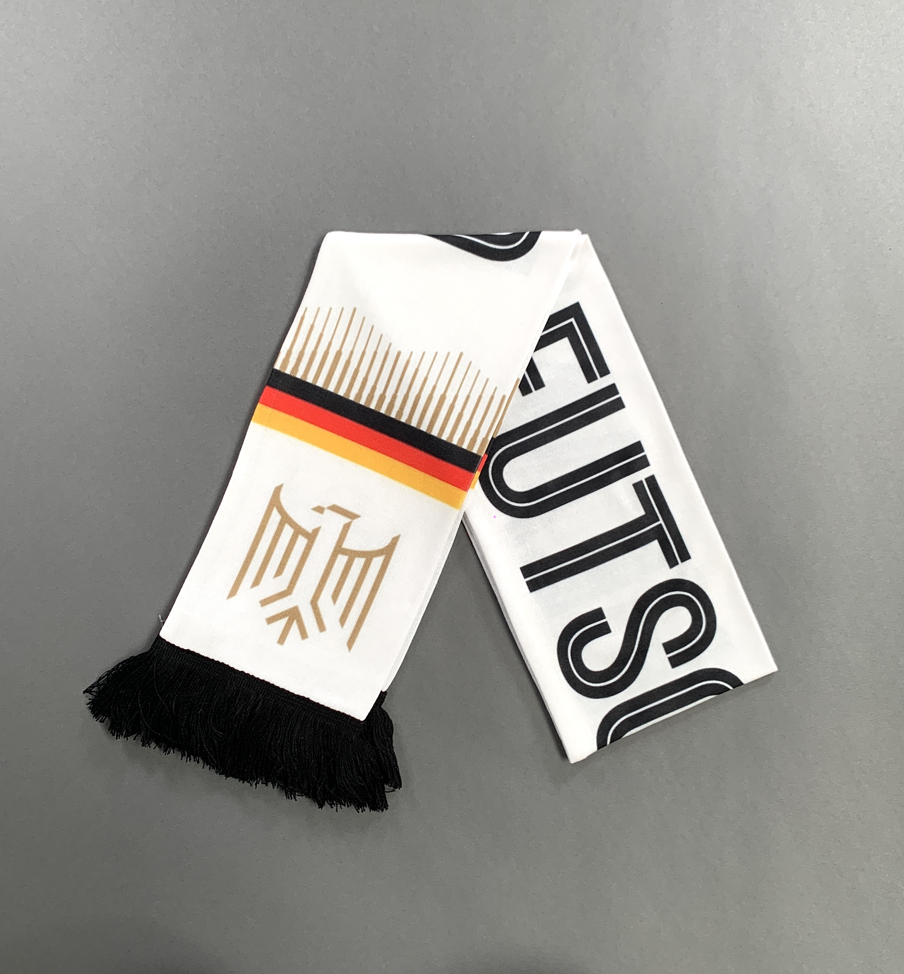 Schal bedruckt Baumwoll-Touch 140x17 cm Deutschland weiß Nr. 4
