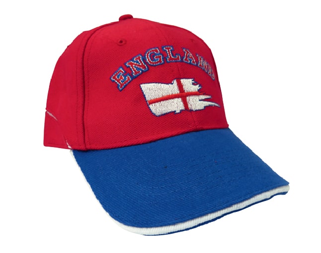 Cap England, rot mit blauem Schirm