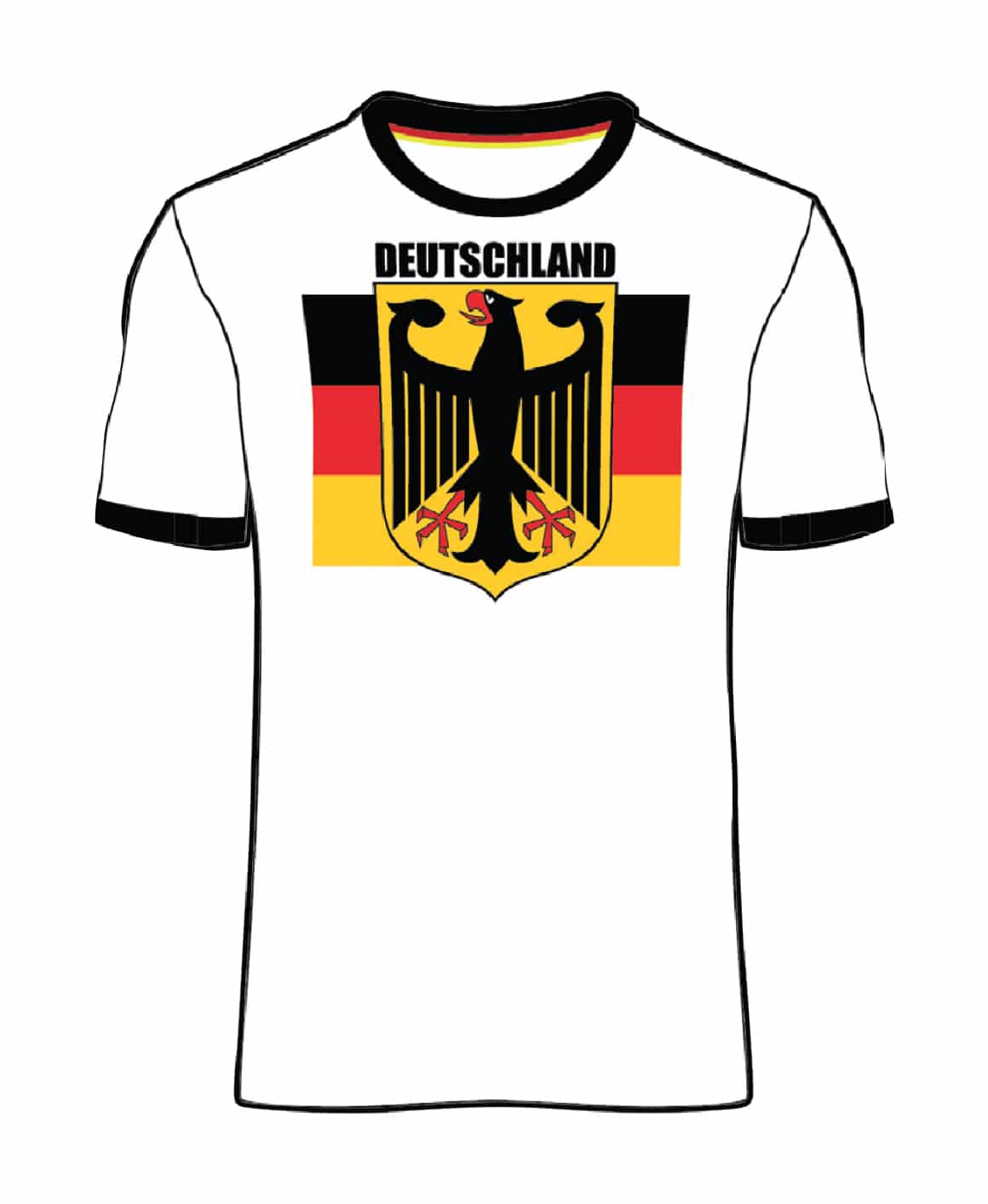 T-Shirt&#x20;Deutschland,&#x20;wei&#x00DF;&#x20;mit&#x20;gedrucktem&#x20;Adler&#x20;auf&#x20;Fahne