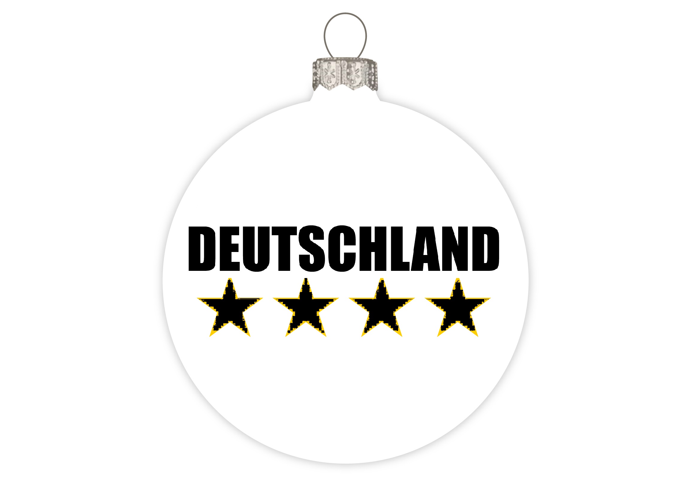 Weihnachtskugel Deutschland weiß, Druck schwarz