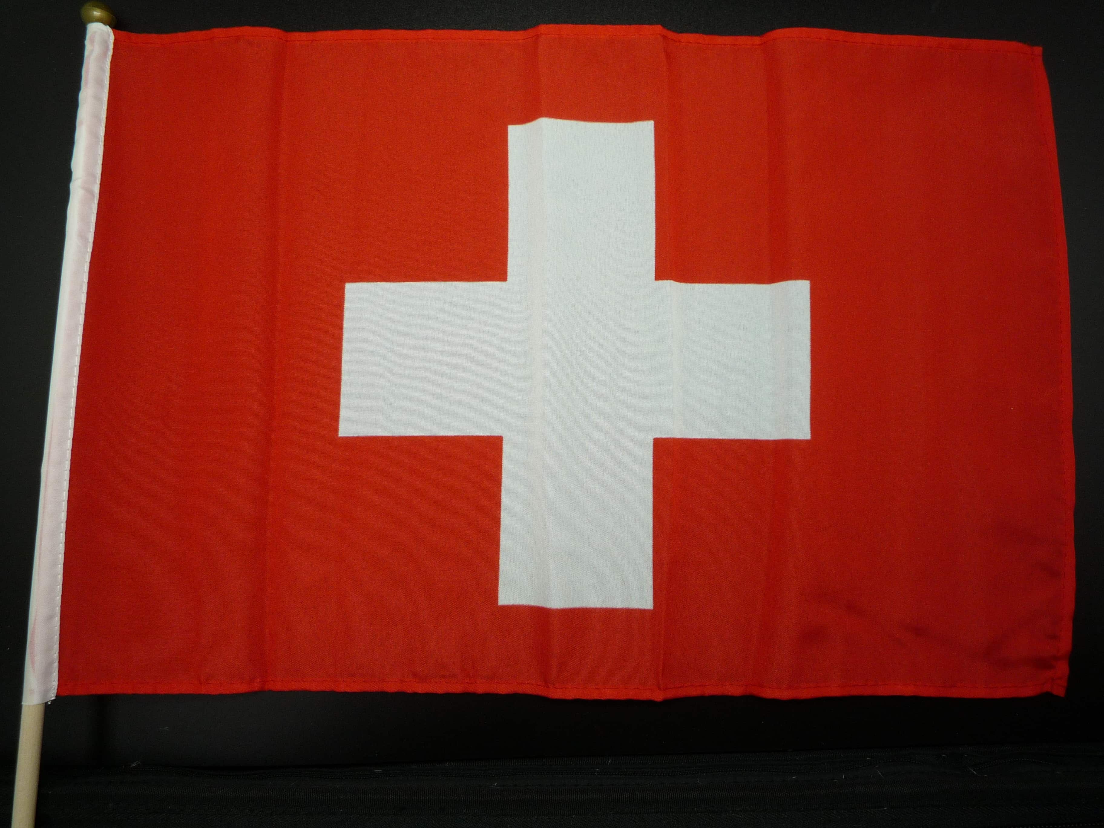 Stockfahne Schweiz, 30x45 cm