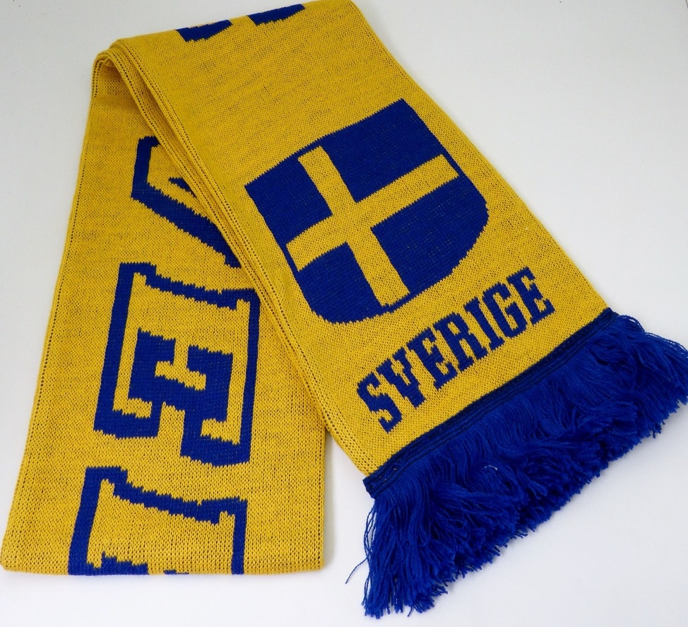 Schal Schweden Sverige gelb Wappen