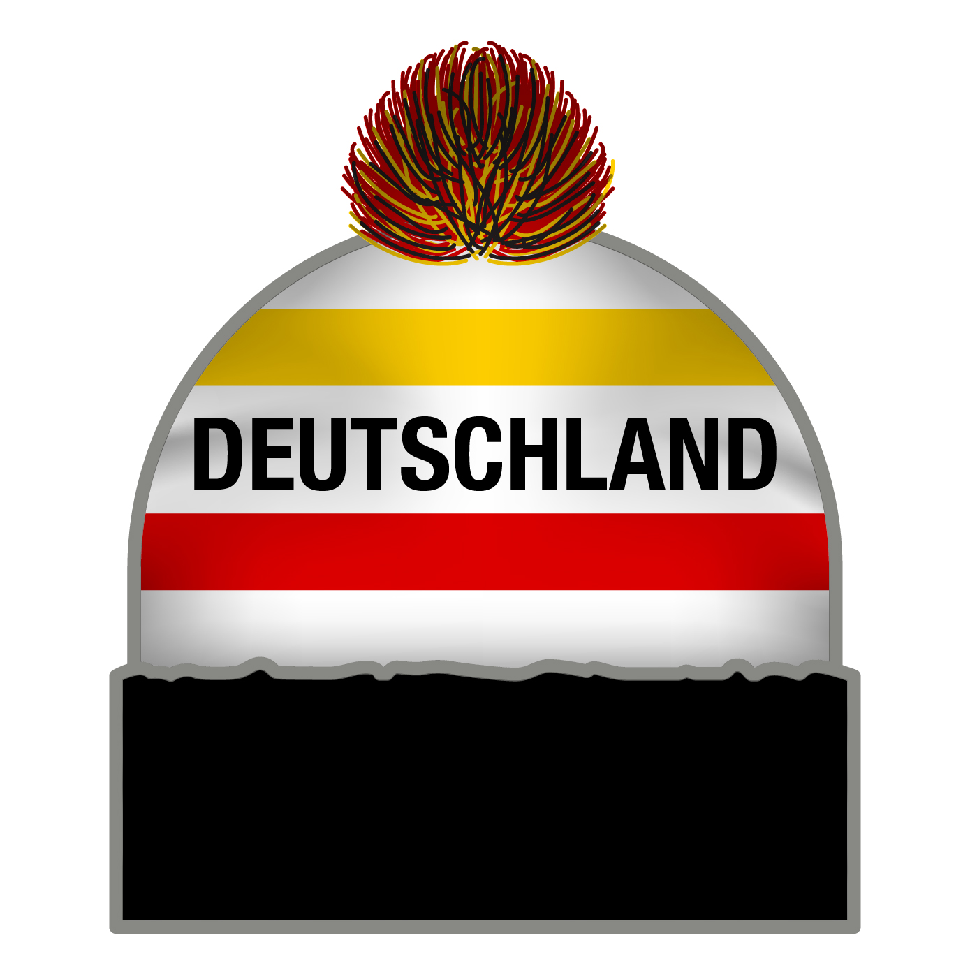 Pudelmütze Deutschland, weiß, Bommel bunt