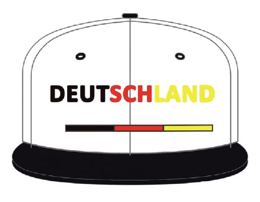 Snap Cap Deutschland weiß mit flachem Schirm in schwarz