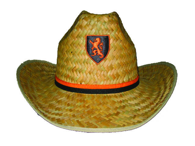 Strohhut Holland Band orange/schwarz mit Wappen