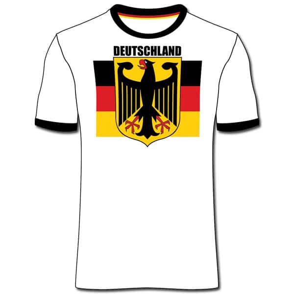 T-Shirt&#x20;Deutschland,&#x20;wei&#x00DF;&#x20;mit&#x20;gedrucktem&#x20;Adler&#x20;auf&#x20;Fahne